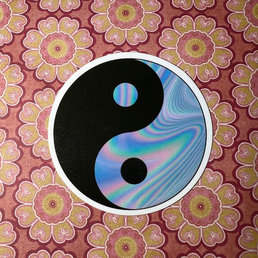 Yin Yang Retro Vintage Groovy Metallic Holographic Foil AESTHETIC Single Sticker